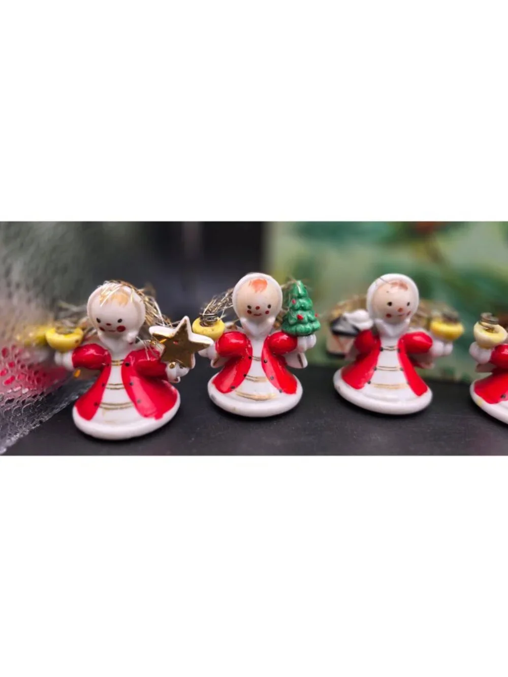 Rare Vintage 1950s Miniature Japanese Angel Candle Holders Orig Woolworth Box